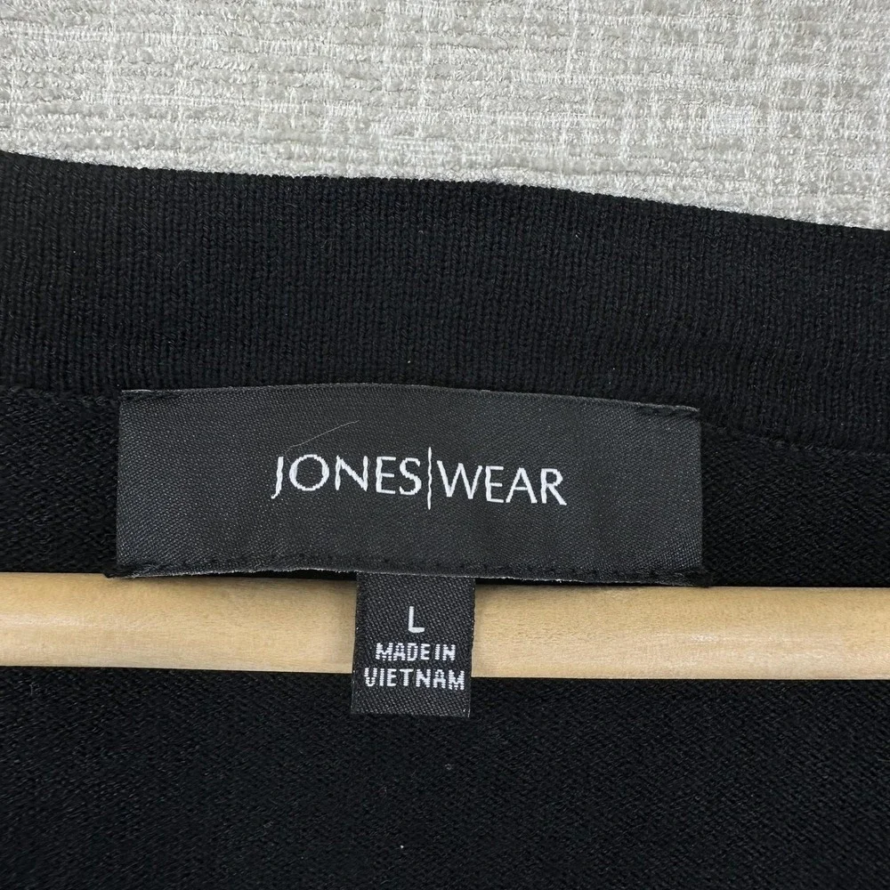 Jones Wear Sweater Womens Large Black Ruffle Neck Knit Pullover Long Sleeve - Picture 5 of 11